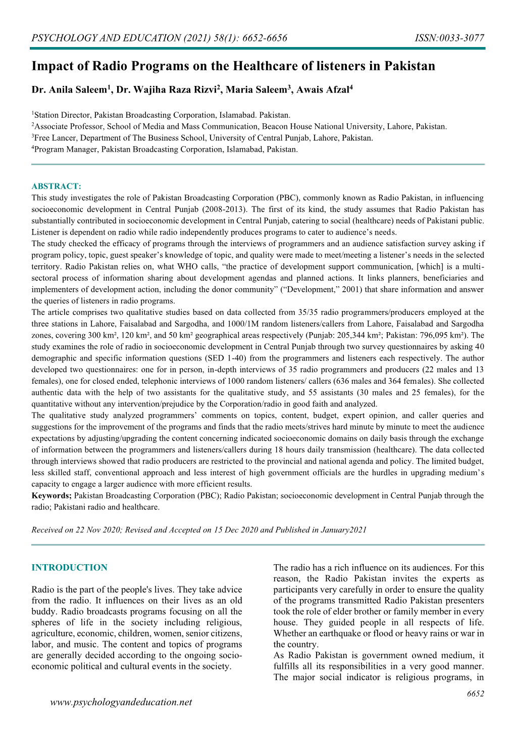 Impact of Radio Programs on the Healthcare of Listeners in Pakistan