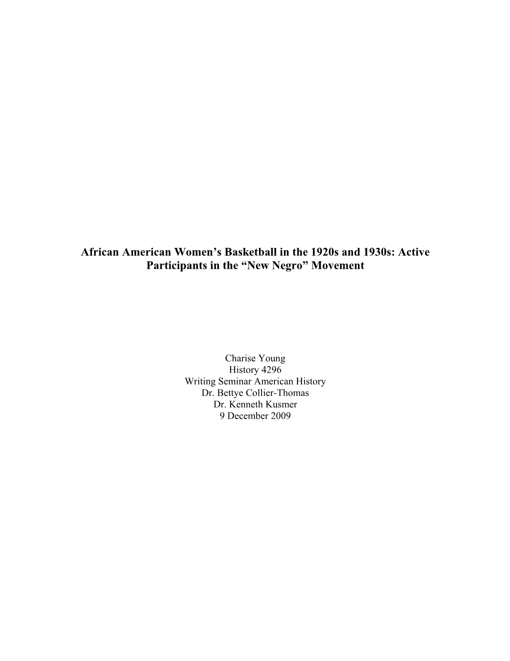 African American Women's Basketball in The