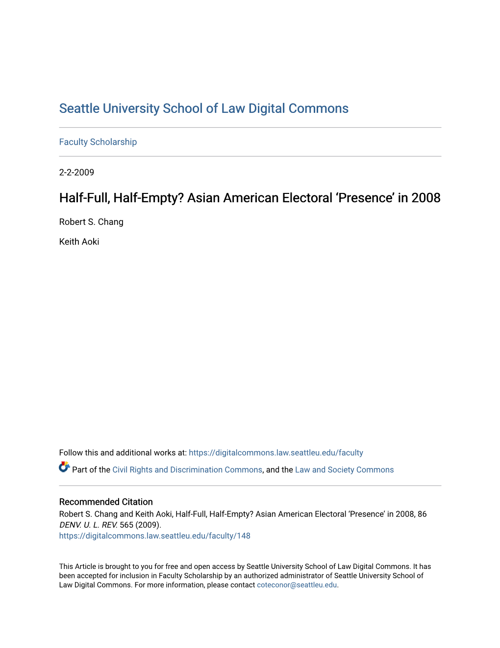 Asian American Electoral ‘Presence’ in 2008