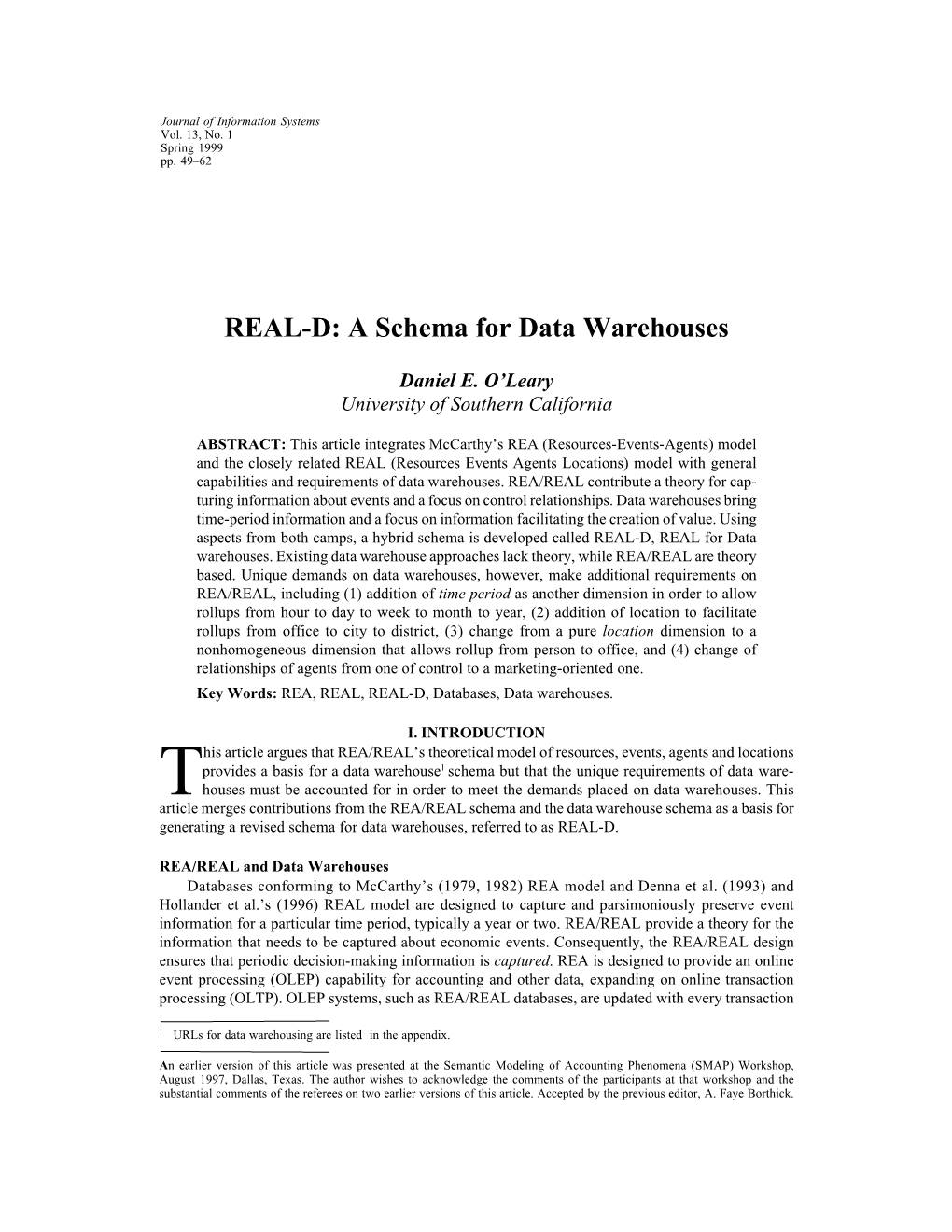 REAL-D: a Schema for Data Warehouses