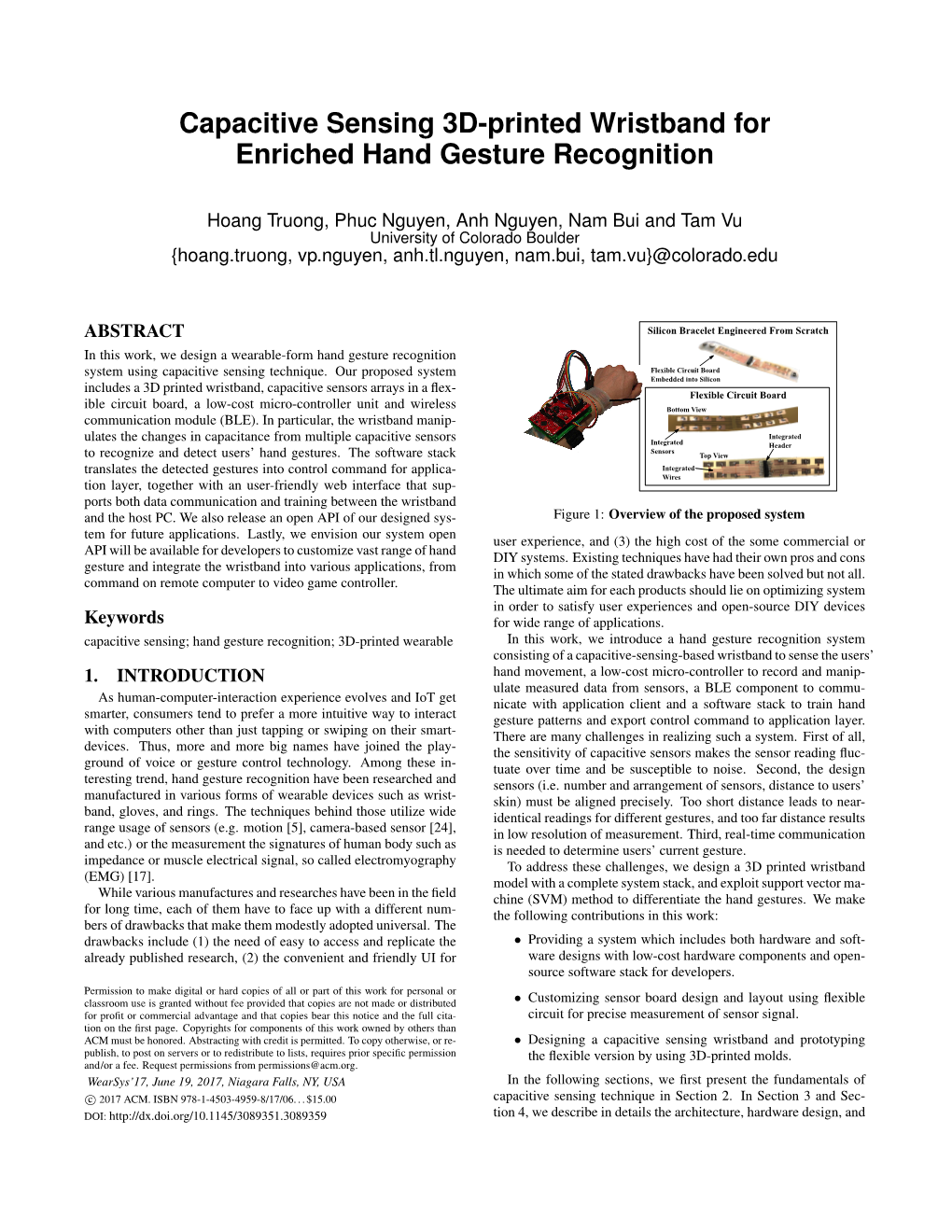 Capacitive Sensing 3D-Printed Wristband for Enriched Hand Gesture Recognition