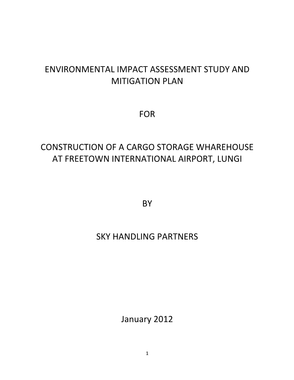 Environmental Impact Assessment Study and Mitigation Plan