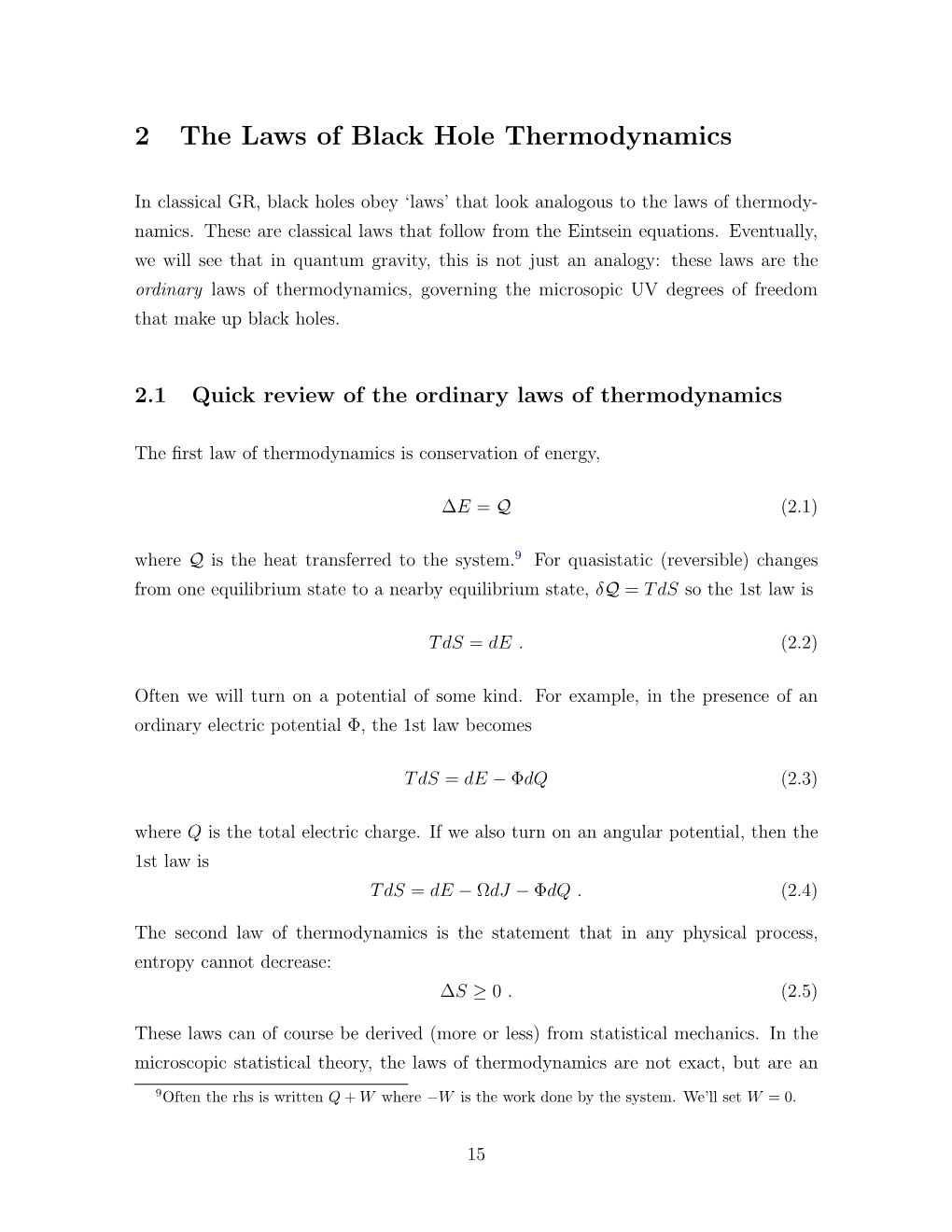 2 the Laws of Black Hole Thermodynamics