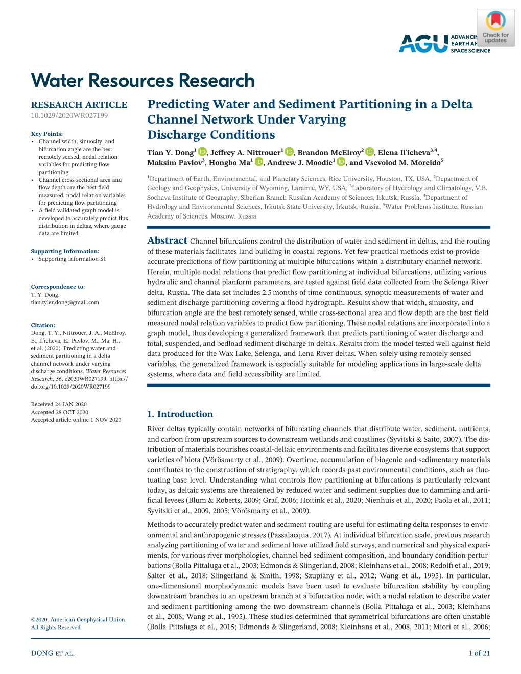 Predicting Water and Sediment Partitioning in a Delta Channel