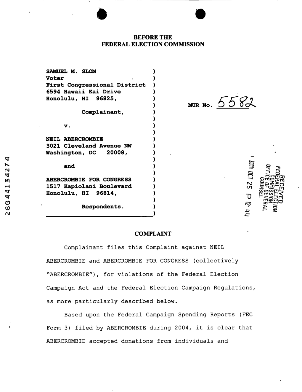 1 1 F9 Complainant Files This Complaint Against NEIL