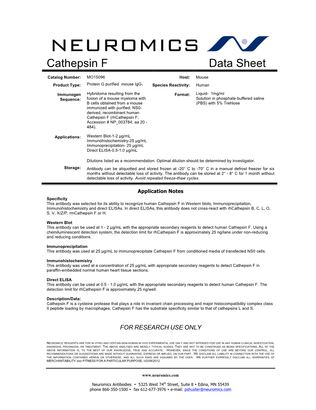 Cathepsin F Data Sheet