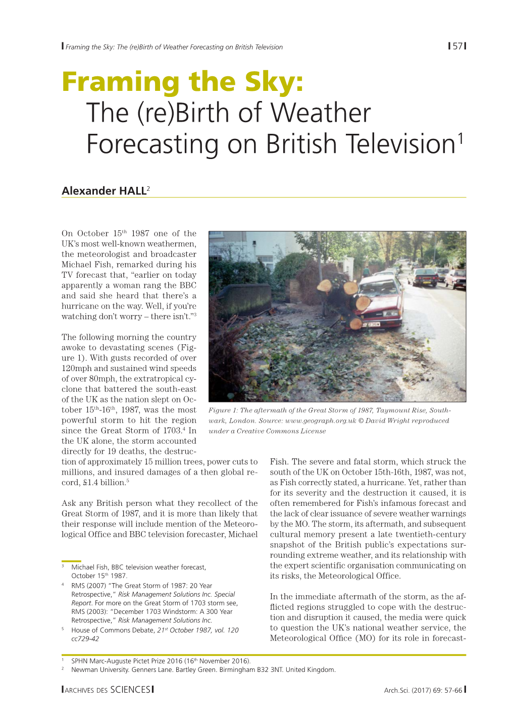 Birth of Weather Forecasting on British Television1