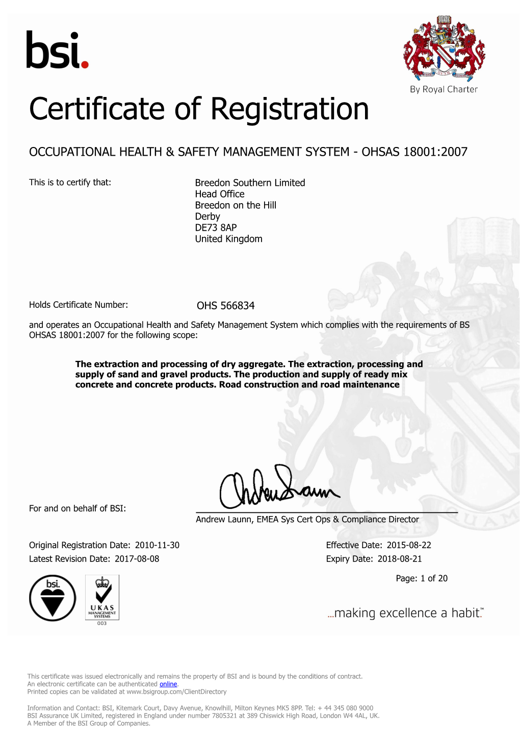 Certificate of Registration