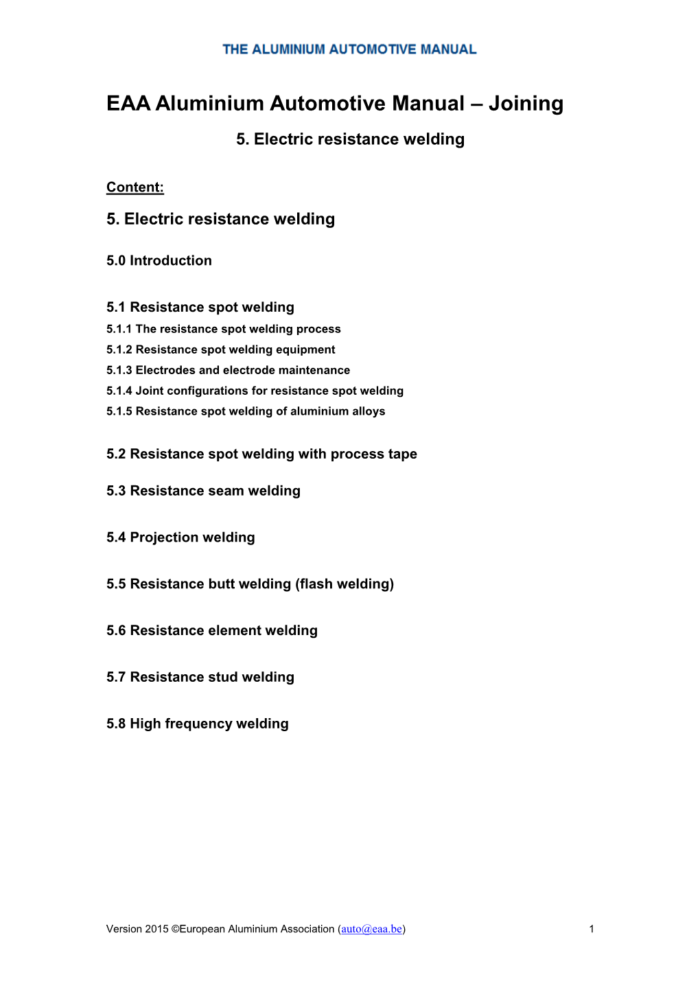 5. Electric Resistance Welding