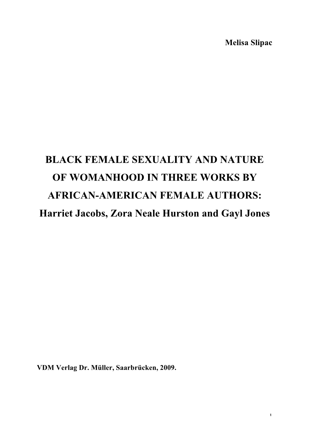 Black Female Sexuality and Nature of Womanhood