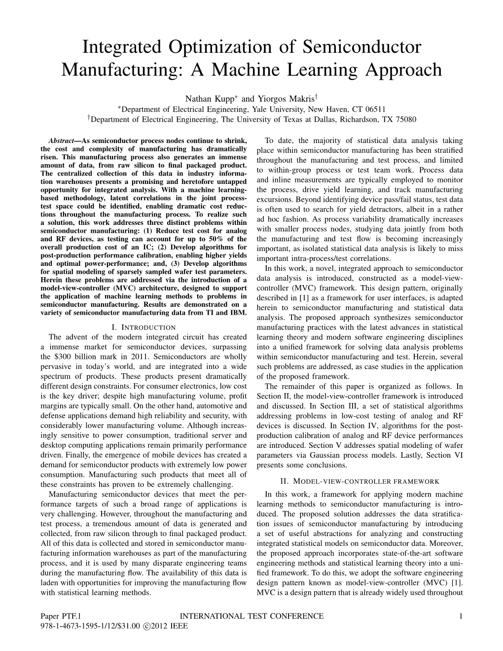 Integrated Optimization of Semiconductor Manufacturing: a Machine Learning Approach