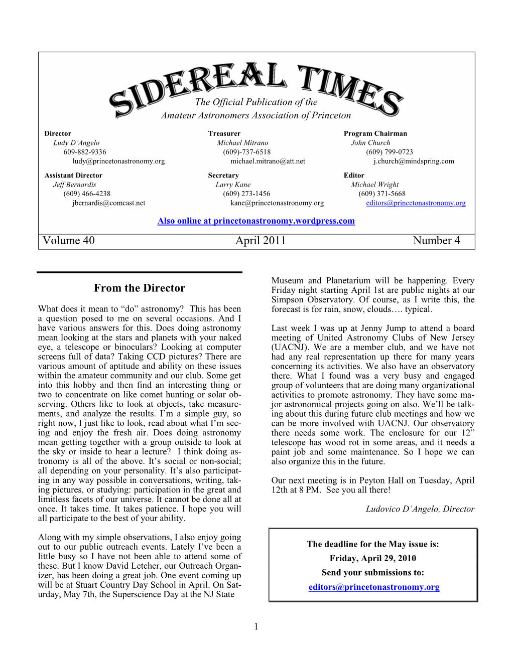 2011-4 Sidereal-Times