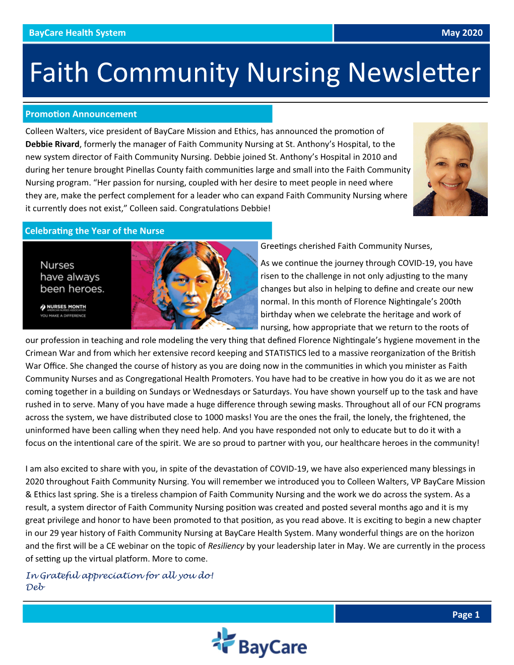Faith Community Nursing Newsletter