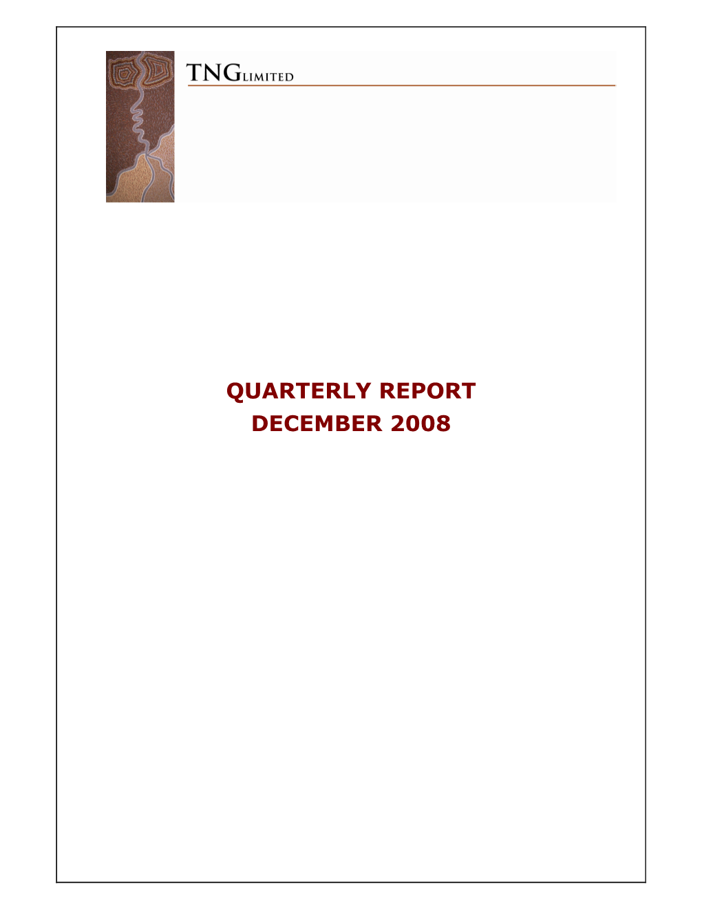 Quarterly Report December 2008