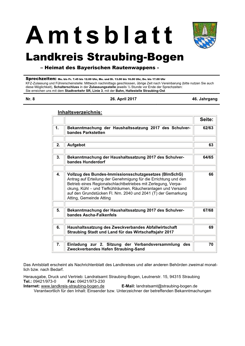 I: Bekanntmachungen Des Landratsamtes