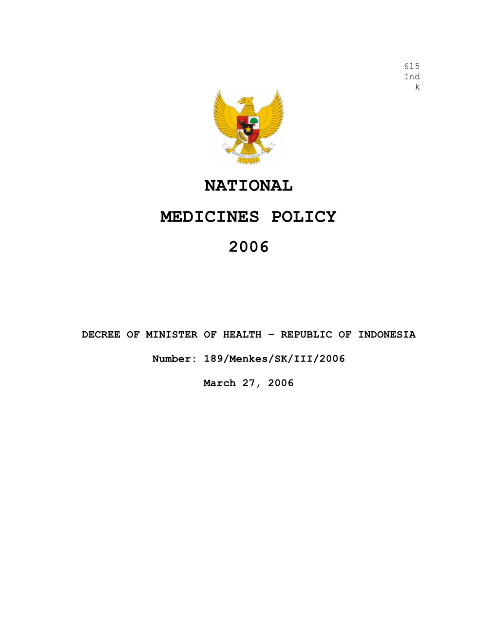 National Medicines Policy 2006