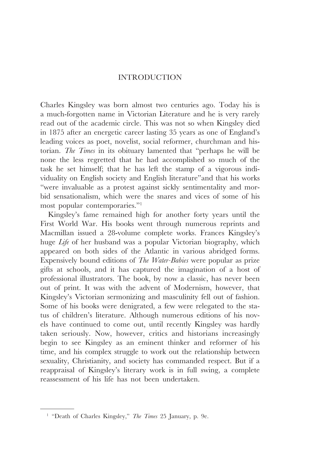 INTRODUCTION Charles Kingsley Was Born Almost Two Centuries Ago