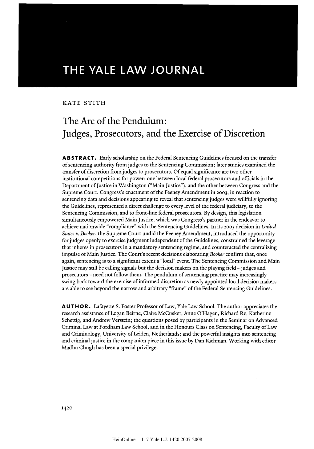 Judges, Prosecutors, and the Exercise of Discretion