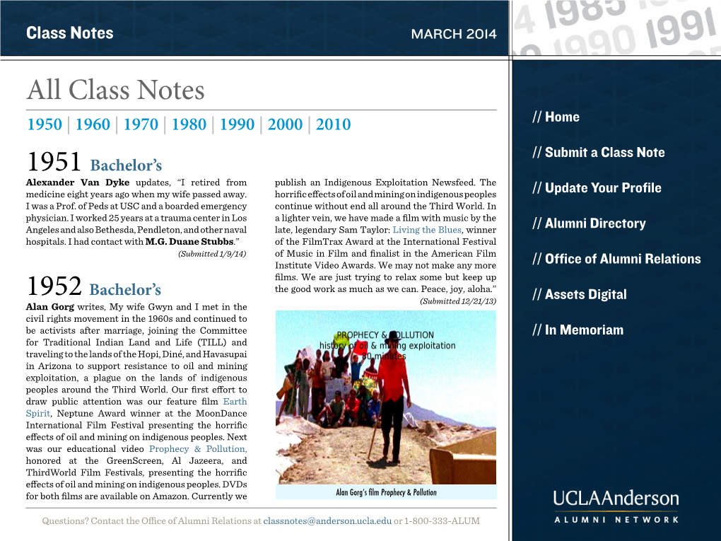 Class Notes MARCH 2014