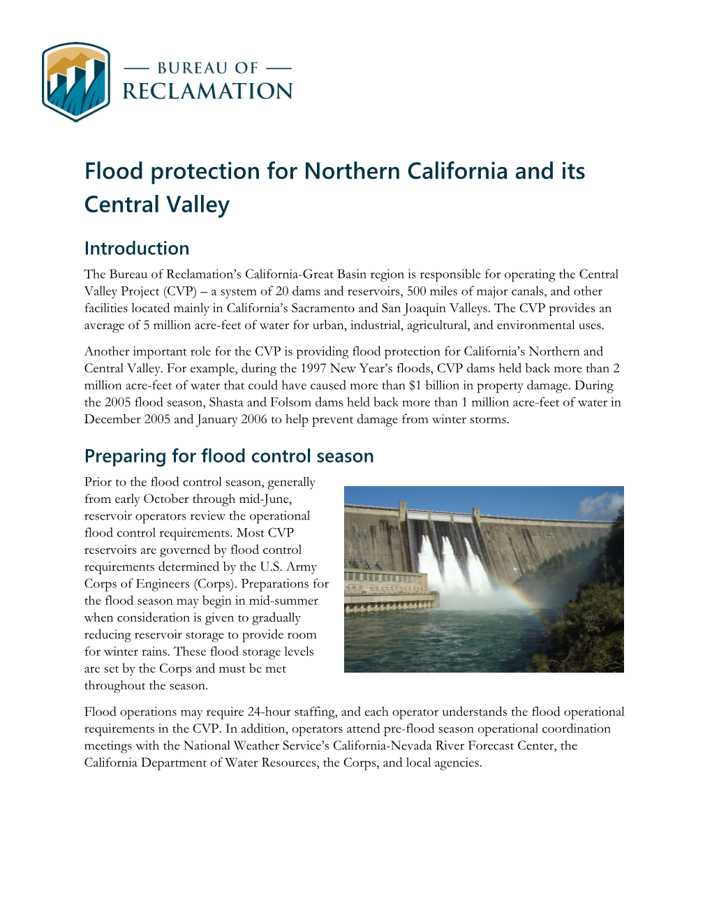 Flood Protection for Northern California and Its Central Valley