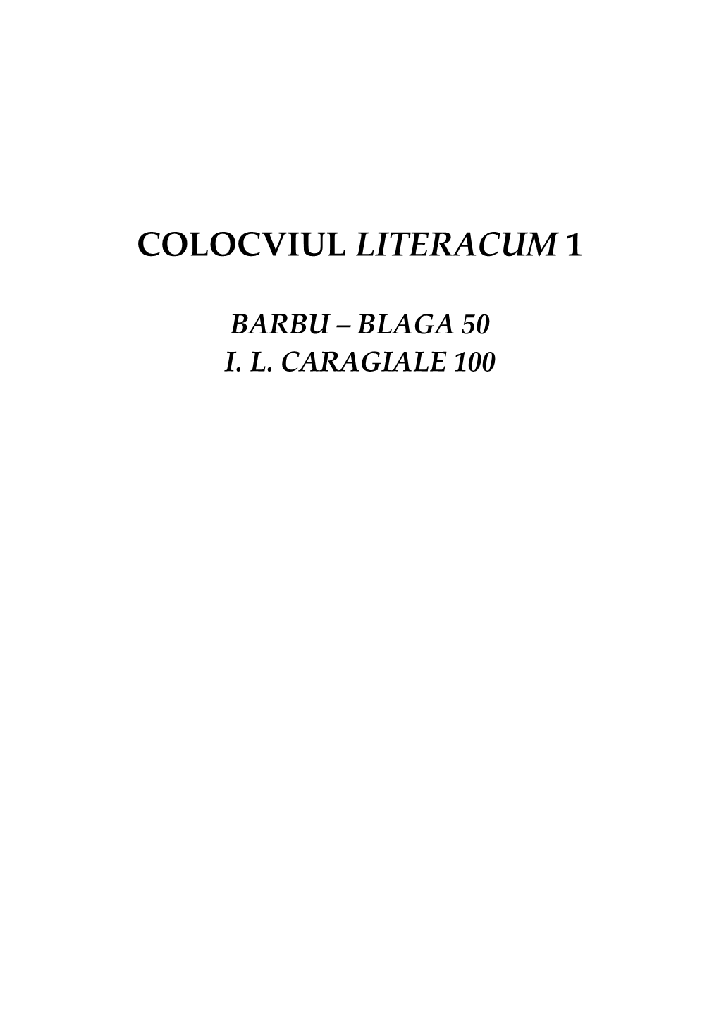 Colocviul Literacum 1