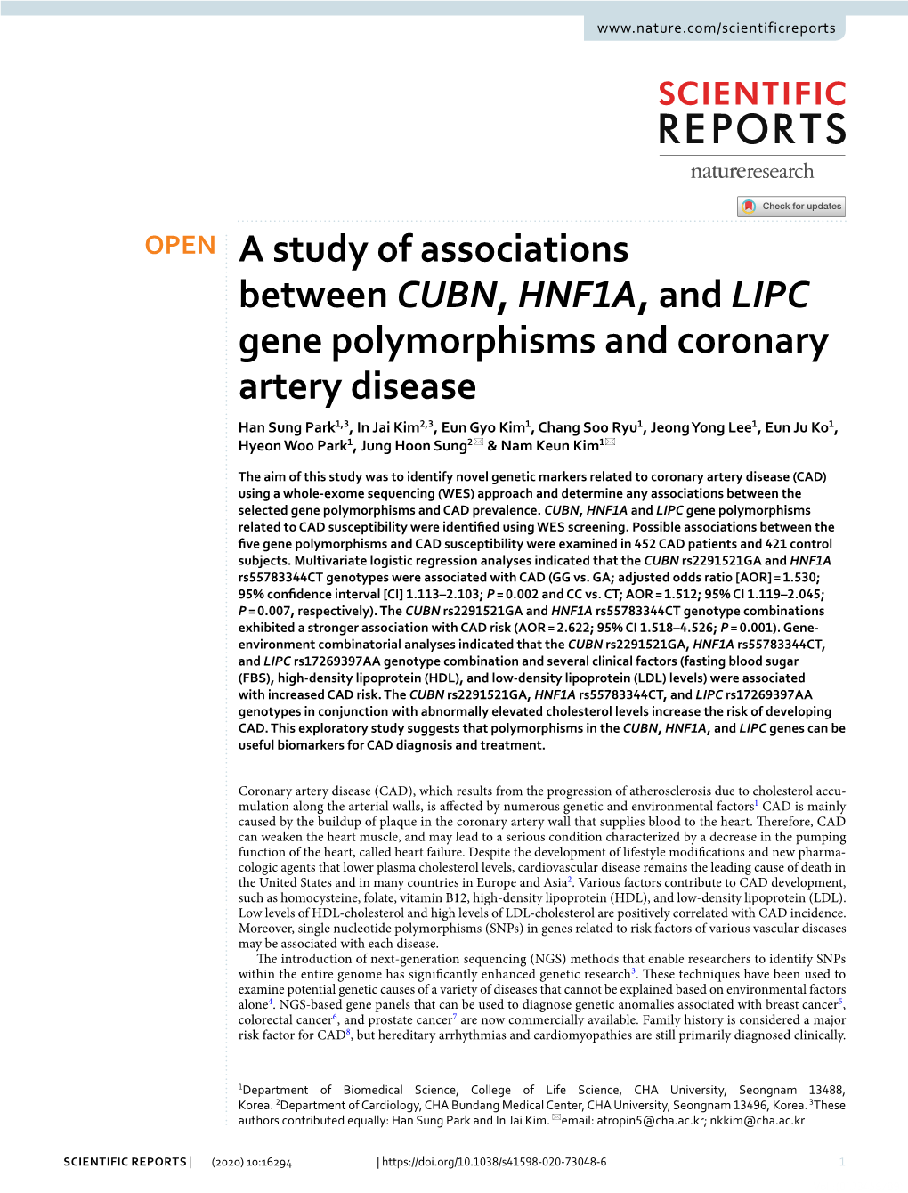 A Study of Associations Between CUBN, HNF1A, and LIPC Gene