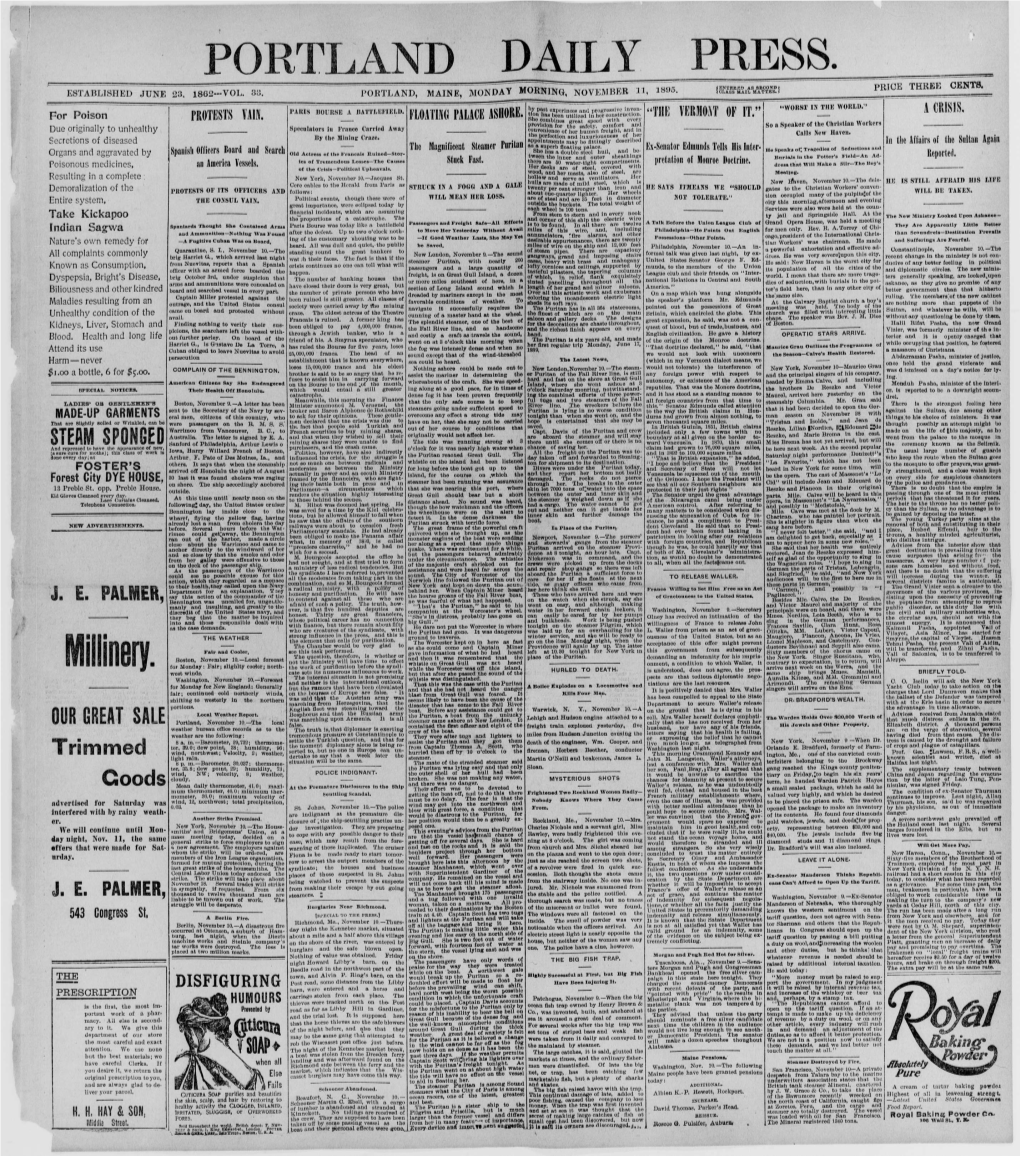 Portland Daily Press: November 11, 1895