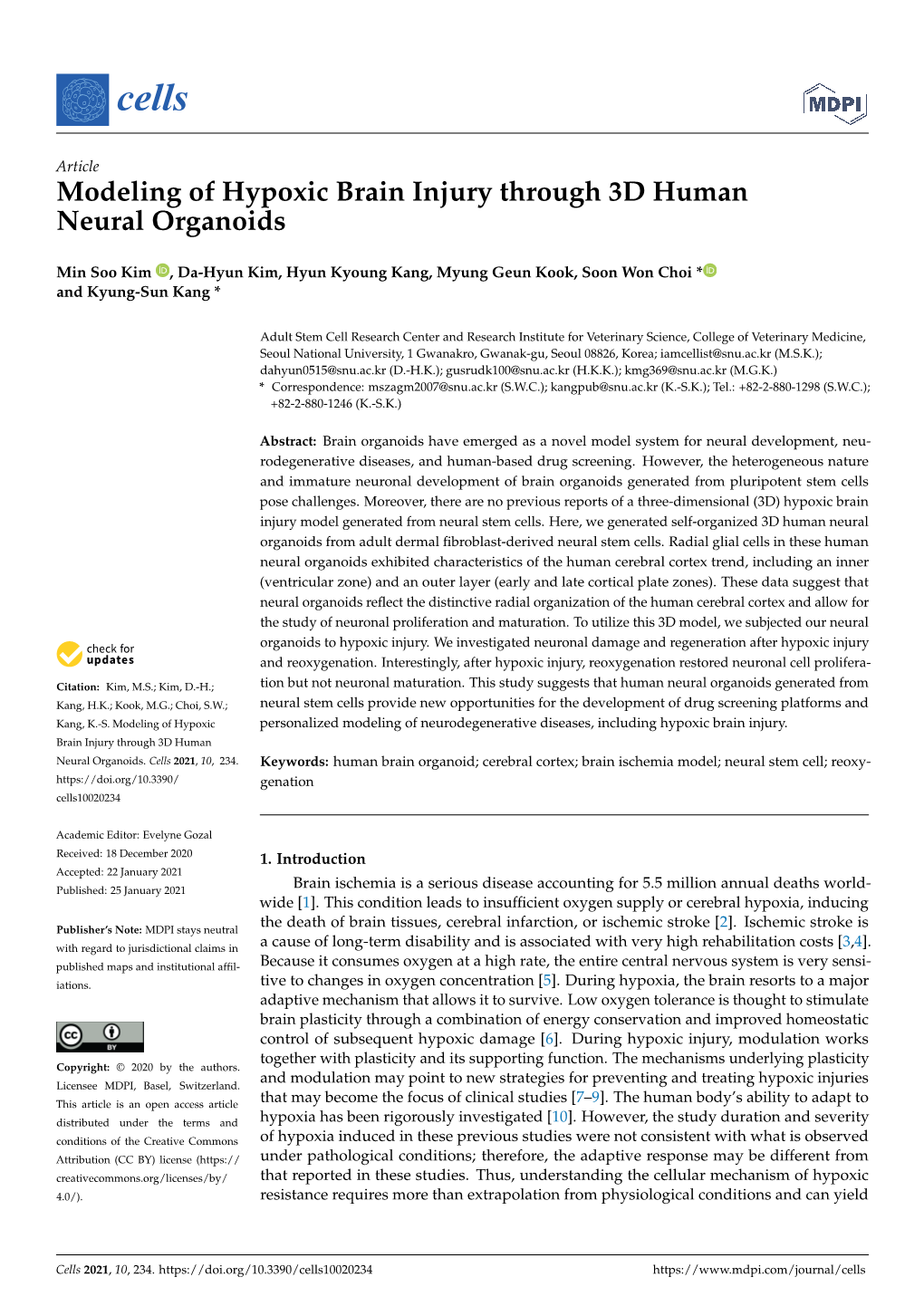 Modeling of Hypoxic Brain Injury Through 3D Human Neural Organoids