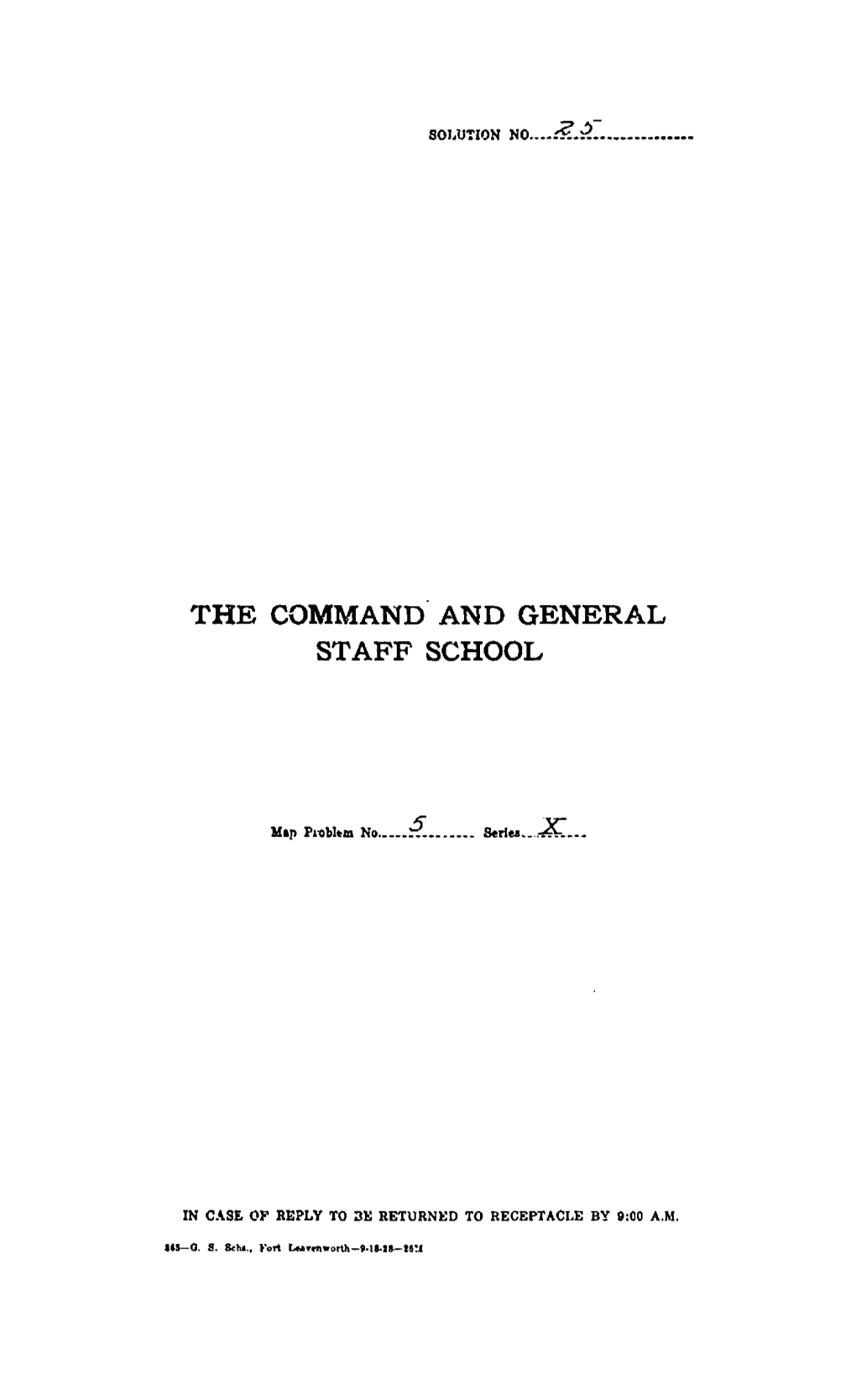 The Command and General Staff School