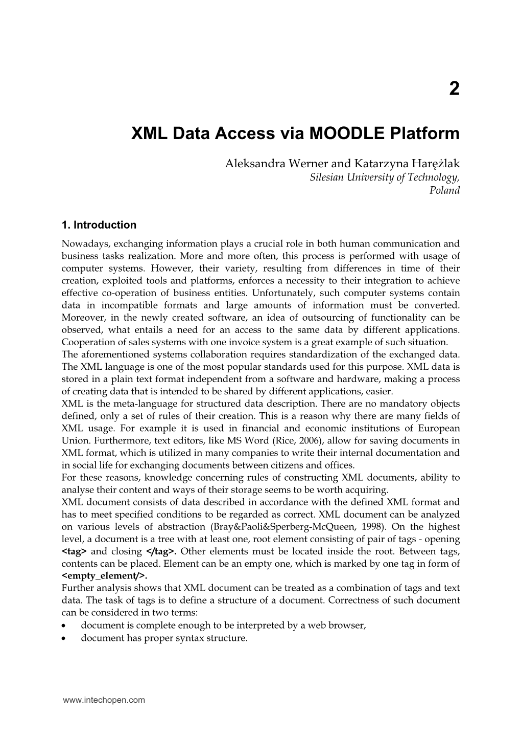 XML Data Access Via MOODLE Platform