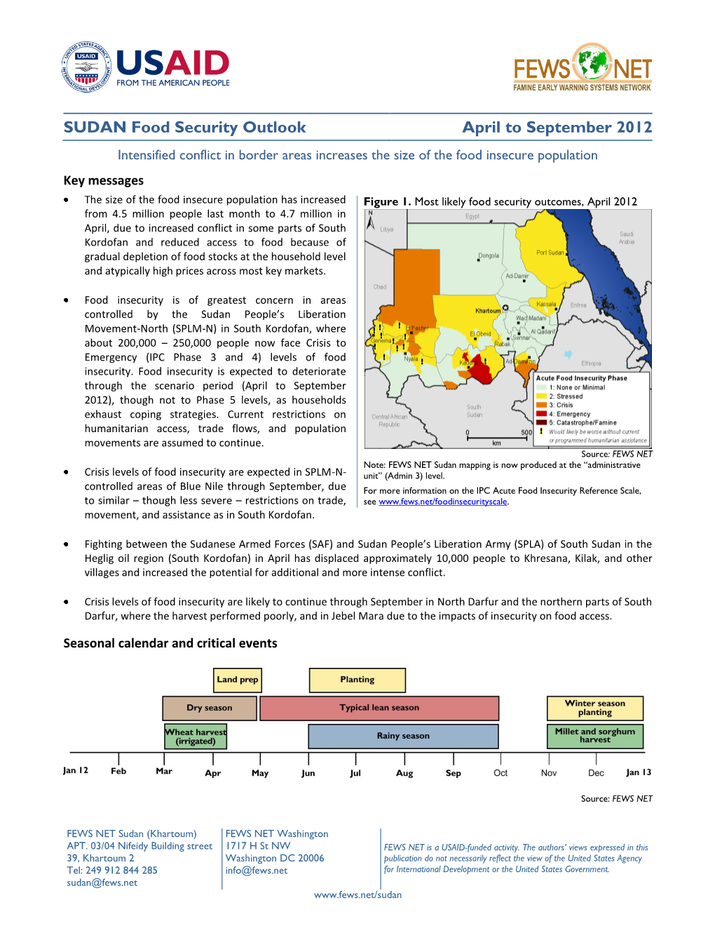 SUDAN Food Security Outlook April to September 2012