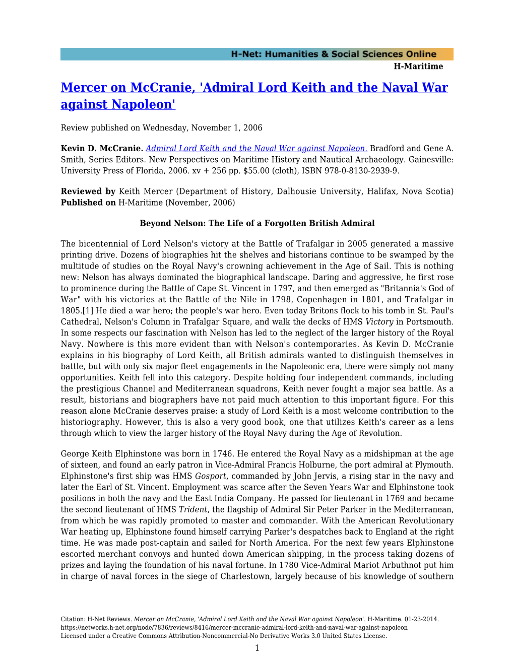 Admiral Lord Keith and the Naval War Against Napoleon'