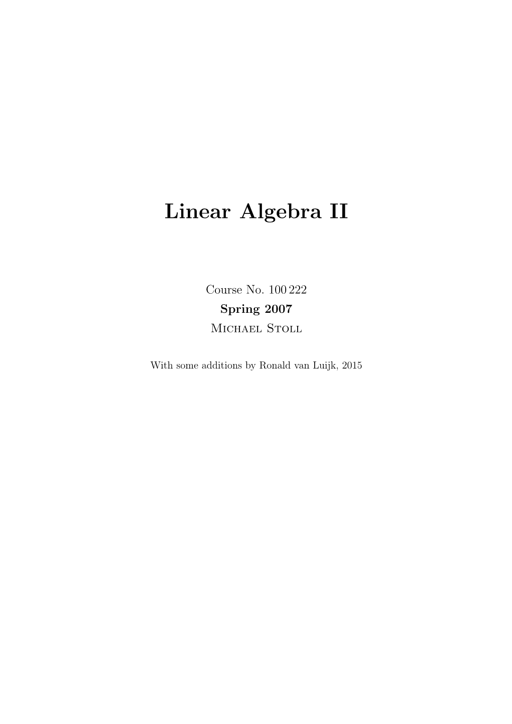 Linear Algebra II