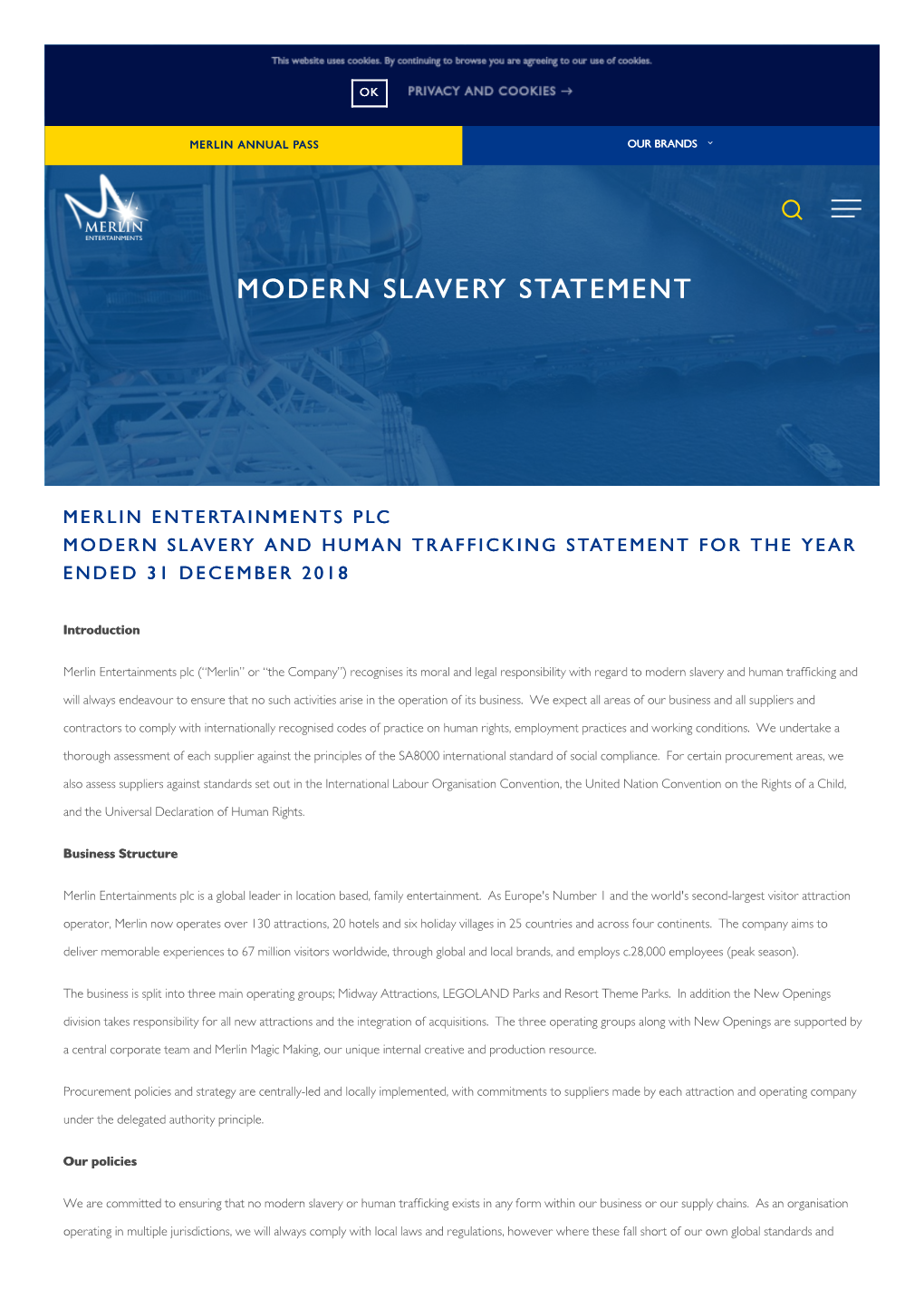 Merlin Entertainments | Modern Slavery Statement