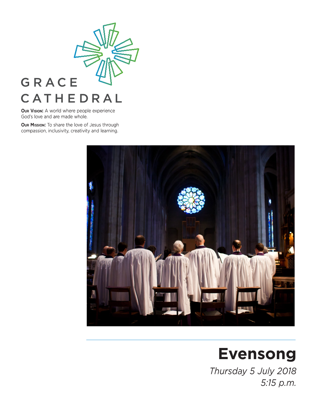 Evensong Thursday 5 July 2018 5:15 P.M