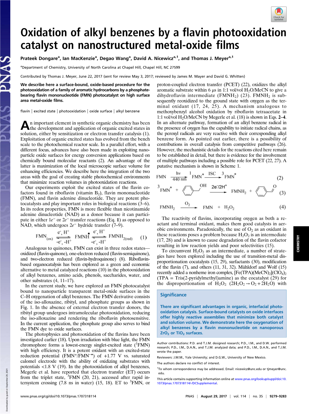 Oxidation of Alkyl Benzenes by a Flavin Photooxidation Catalyst on Nanostructured Metal-Oxide Films