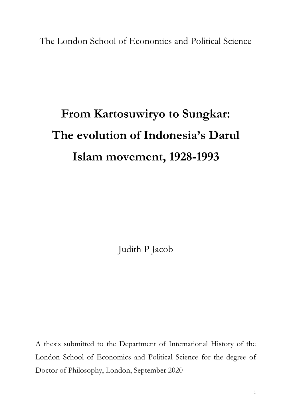 From Kartosuwiryo to Sungkar: the Evolution of Indonesia's Darul Islam