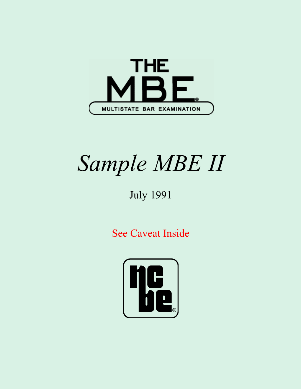 Sample MBE II, July 1991