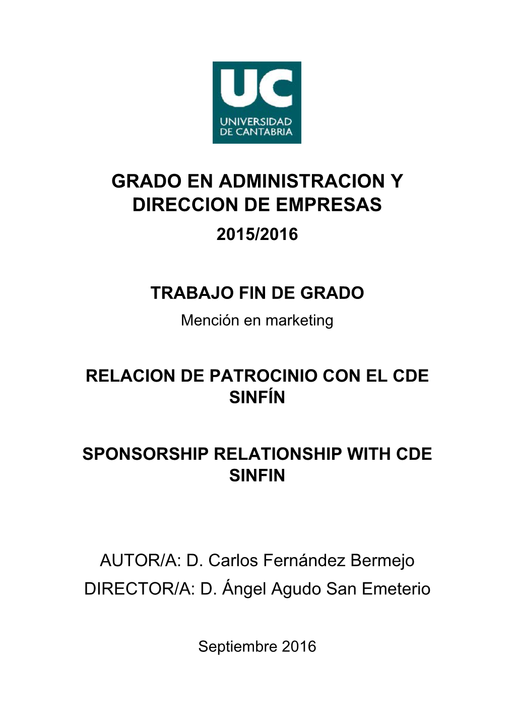 Grado En Administracion Y Direccion De Empresas 2015/2016