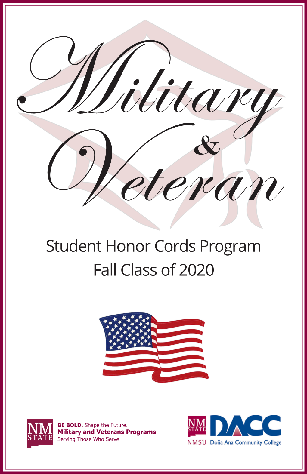 Student Honor Cords Program Fall Class of 2020