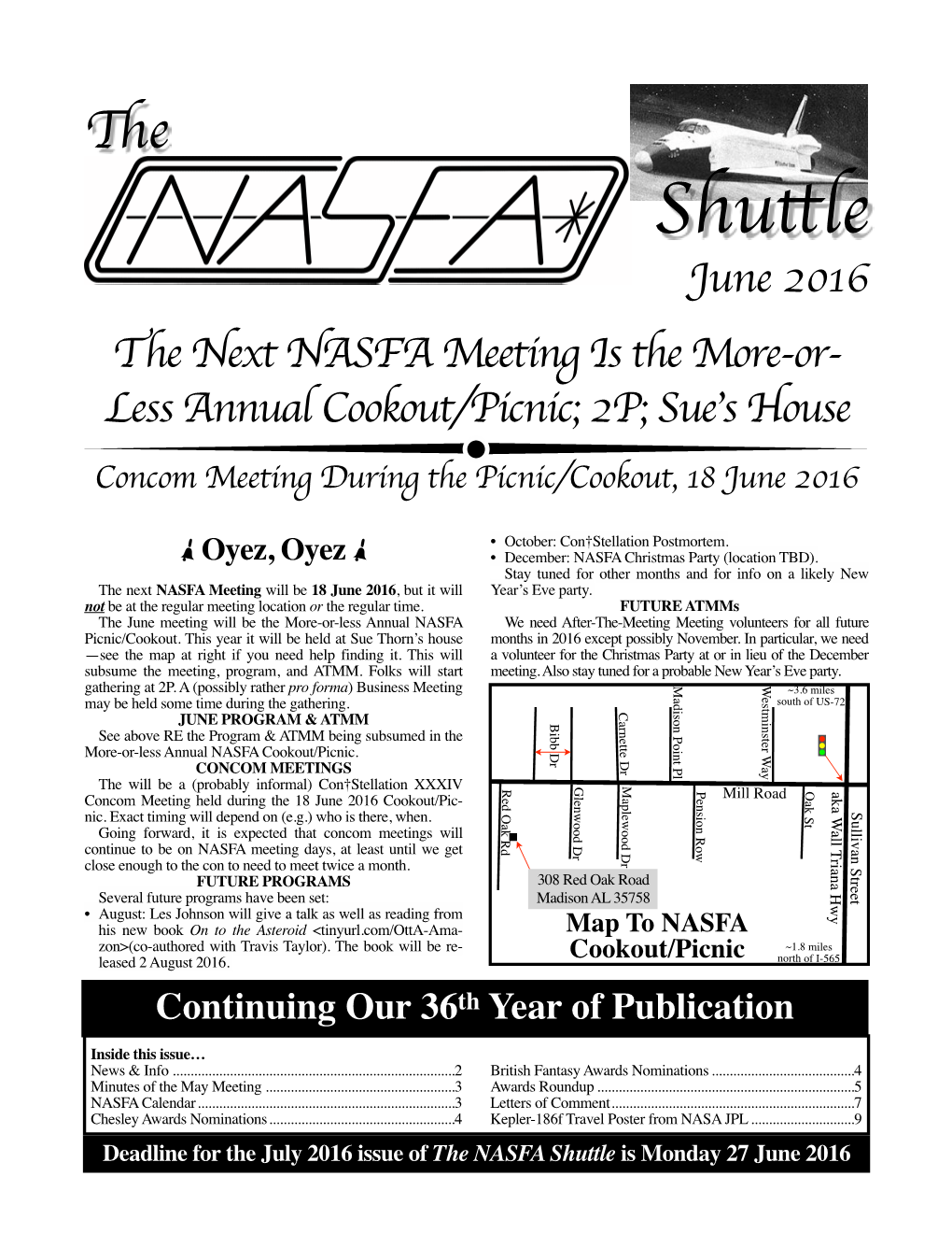 June 2016 NASFA Shuttle