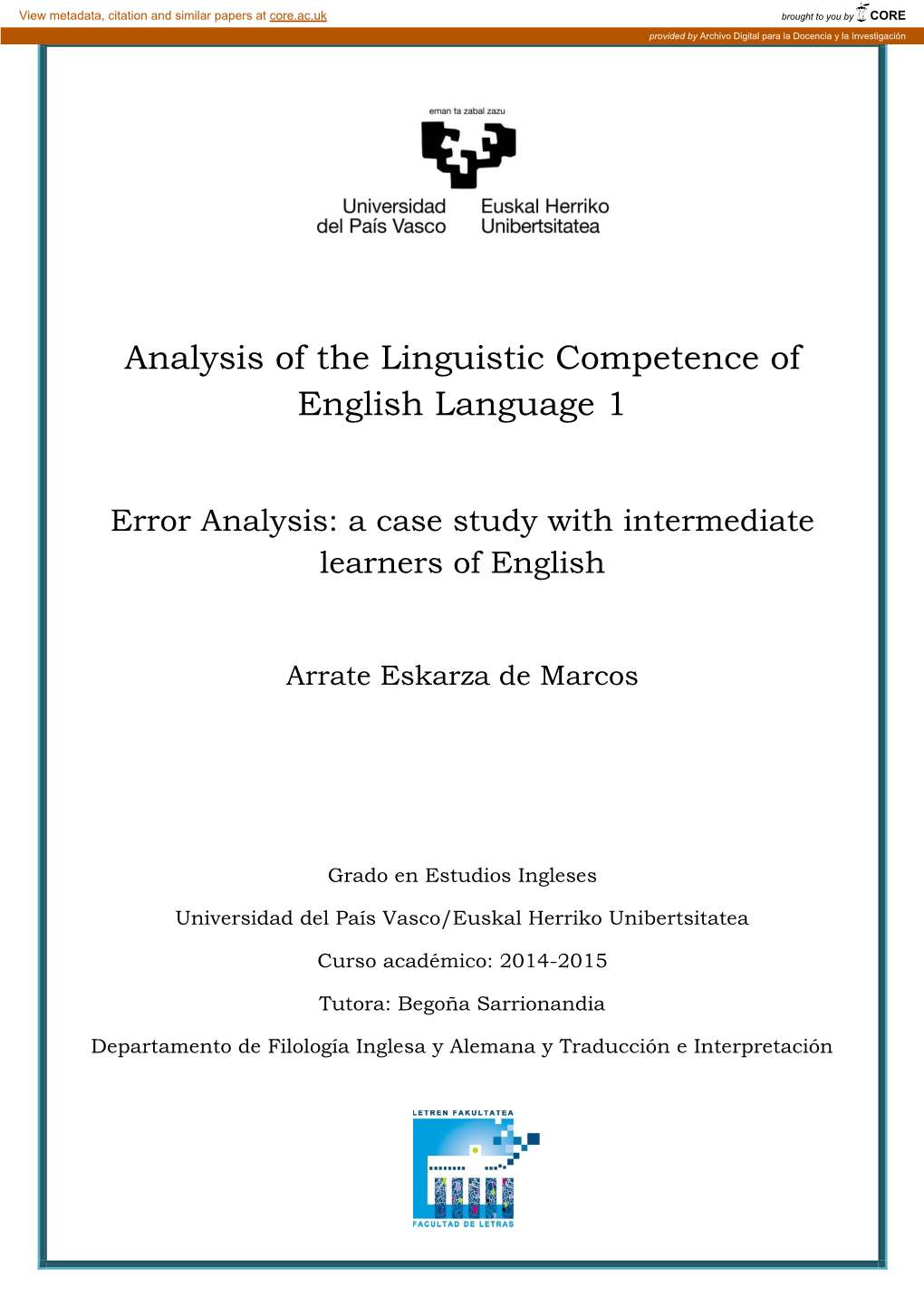 Analysis of the Linguistic Competence of English Language 1