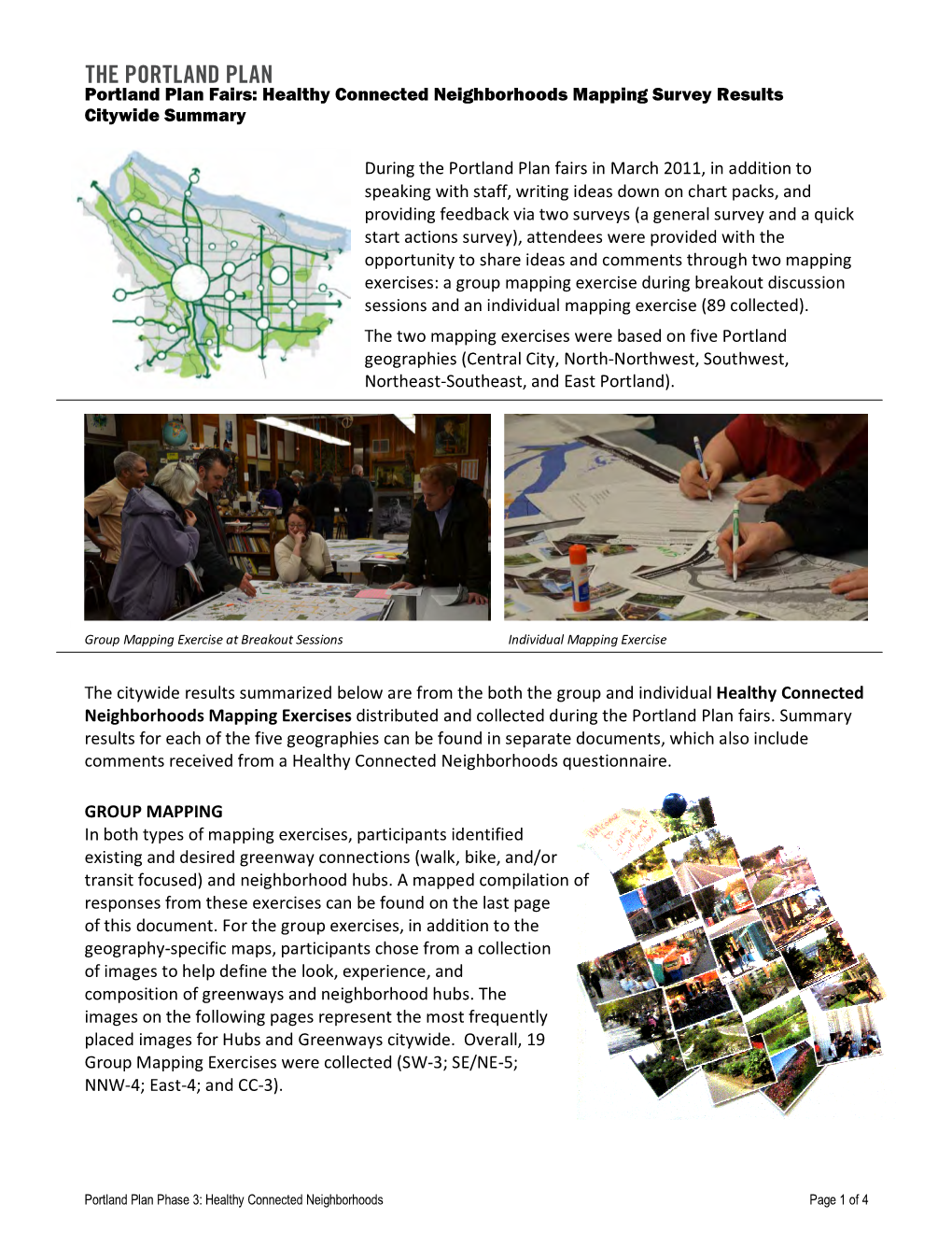 Healthy Connected Neighborhoods Mapping Survey Results Citywide Summary