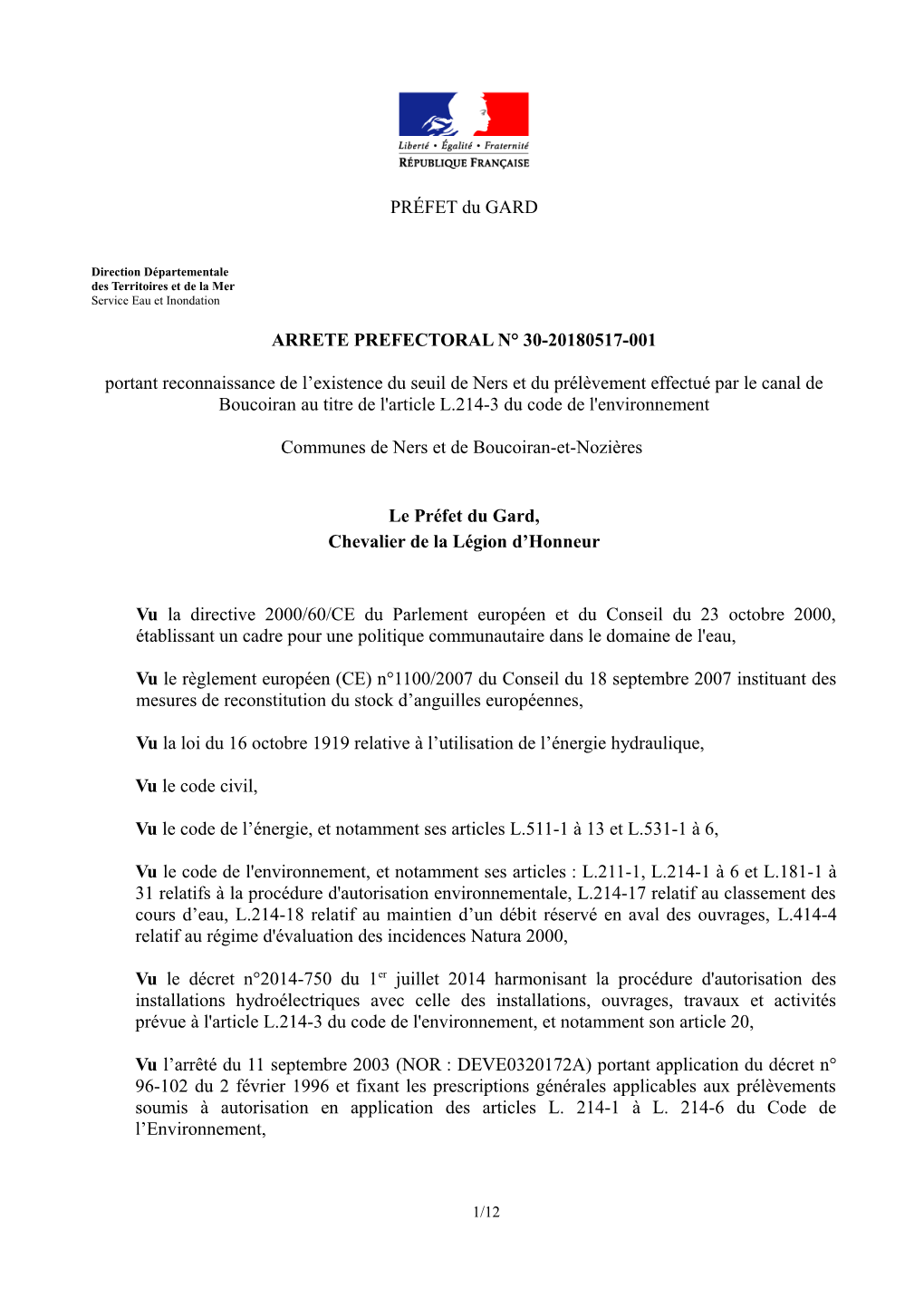 Arrete Prefectoral N° 30-20180517-001