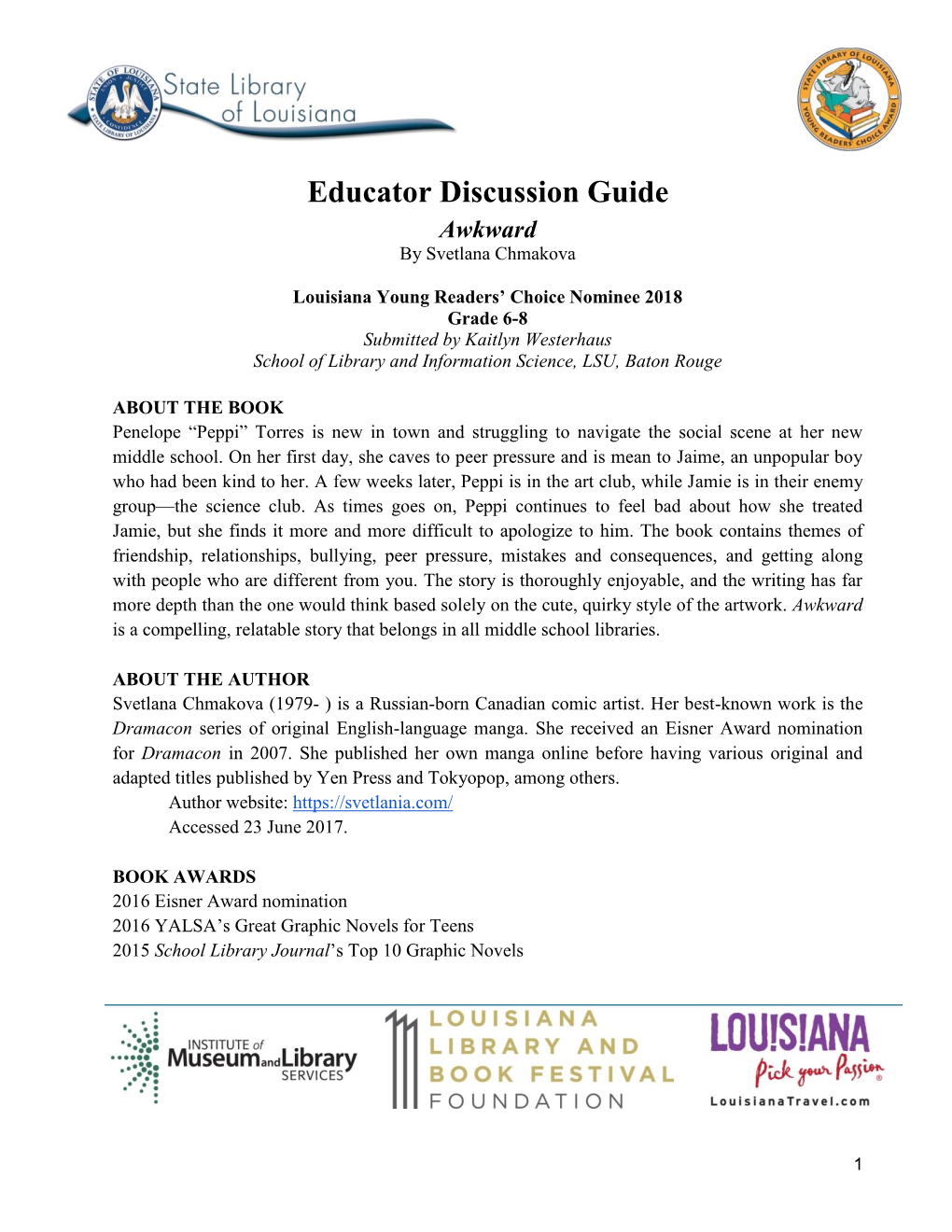 Educator Discussion Guide Awkward by Svetlana Chmakova