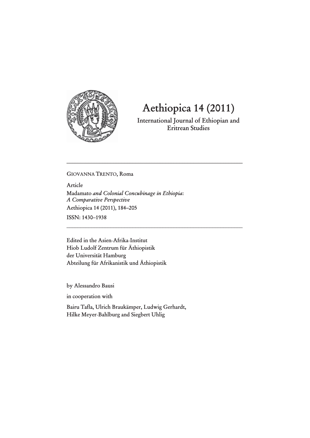 Aethiopica 14 (2011) International Journal of Ethiopian and Eritrean Studies