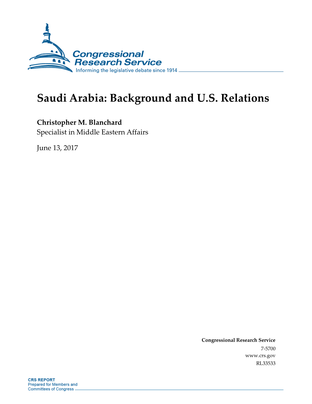 Saudi Arabia: Background and U.S. Relations