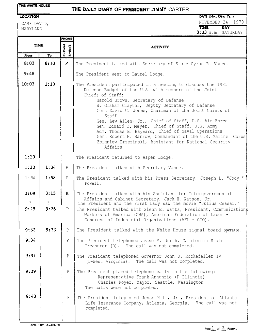 NOVEMBER 24, 1979 1 MARYLAND 7'Lme DAY 8:03 A.M