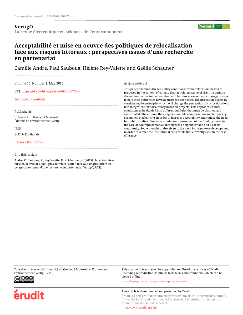 Acceptabilité Et Mise En Oeuvre Des Politiques De Relocalisation