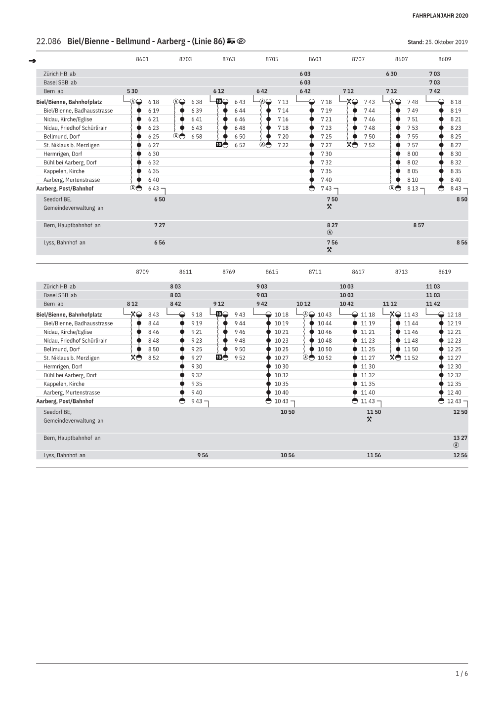 22.086 Biel/Bienne - Bellmund - Aarberg - (Linie 86) Stand: 25